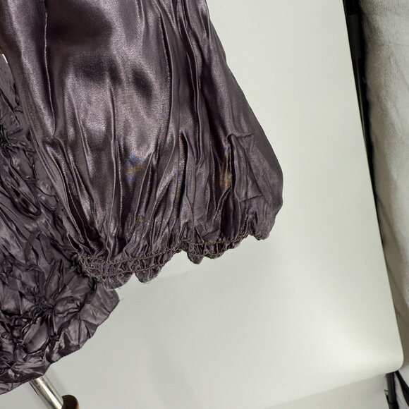 Max Studio Womens Petite Blouse XSP Crinkle Texture Purple Long Sleeve Polyester - Picture 9 of 9